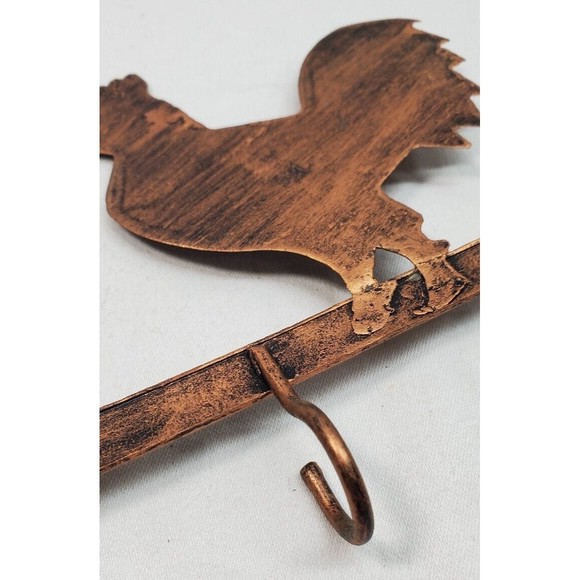 Rooster Metal Arrow Key Hanger 4 Hooks Wall Decor Brass Color Farmhouse Rustic - Picture 5 of 11